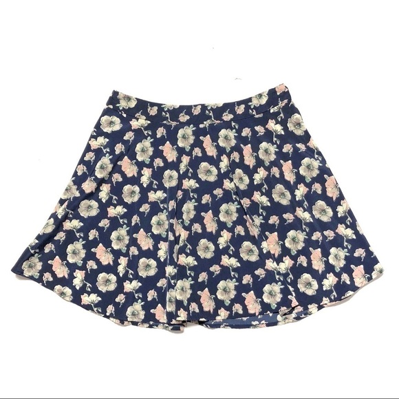 Lush Print Circle Skirt Medium Women’s Blue Floral - Picture 1 of 5